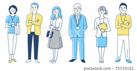 商務人士6男女全身套裝 插圖素材 75539182 Pixta圖庫