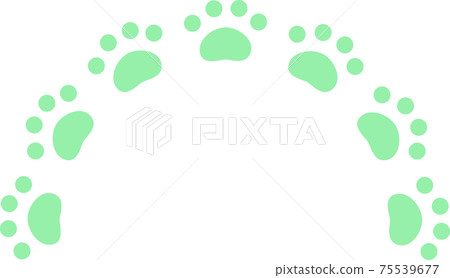 綠色動物腳印半圓 75539677