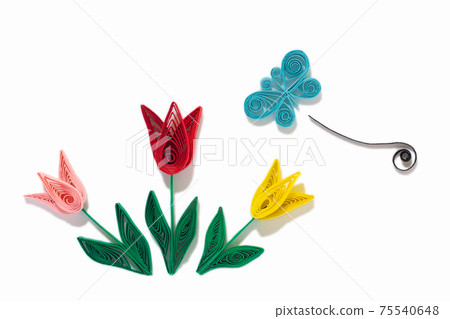 Tulips and butterflies. Tulips and butterflies. 75540648