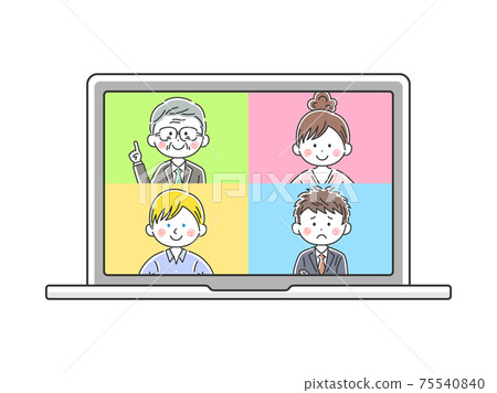 在筆記本電腦上召開在線會議的插圖 在筆記本電腦上召開在線會議的插圖 75540840