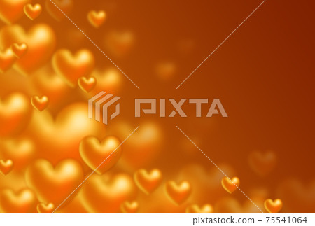 Valentine's material An image of an orange three-dimensional heart springing up from diagonally below left. 75541064