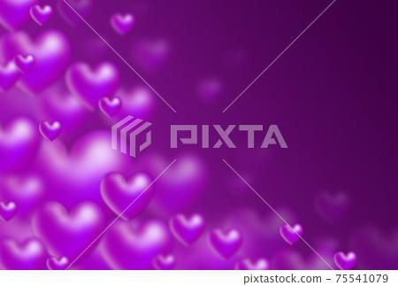 Valentine's material Image of a purple three-dimensional heart springing up from diagonally below left 75541079