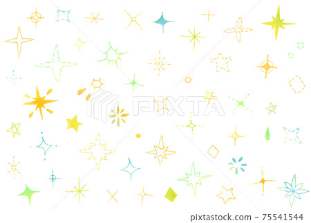 溫柔的水彩手繪閃光圖標集 75541544