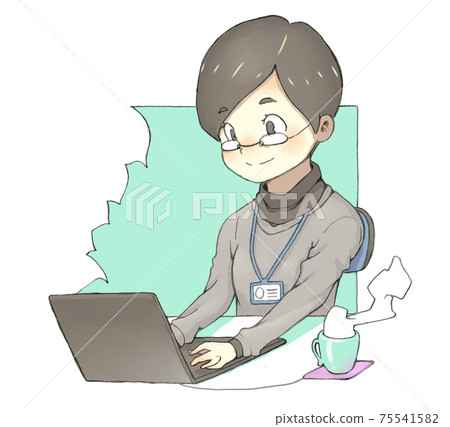Female employees who do desk work 75541582