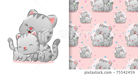 The cutes kitten grooming their body with the happy expression The cutes kitten grooming their body with the happy expression 75542459