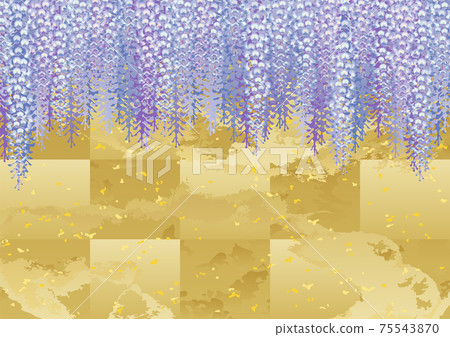 裝飾背景紫藤架子和金箔 裝飾背景紫藤架子和金箔 75543870