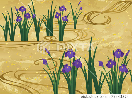 裝飾背景金葉與虹膜和自來水 75543874