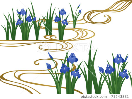裝飾背景鳶尾花和自來水 裝飾背景鳶尾花和自來水 75543881