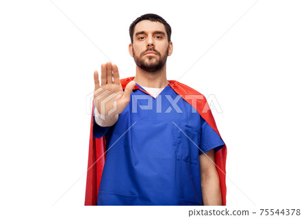 doctor or male nurse in superhero cape 75544378