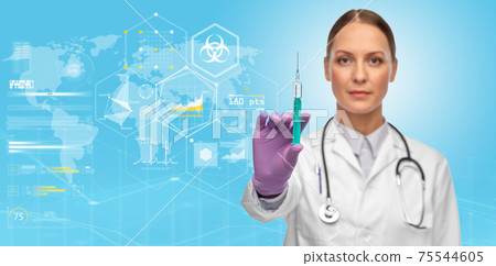 female doctor with syringe over world statistics female doctor with syringe over world statistics 75544605
