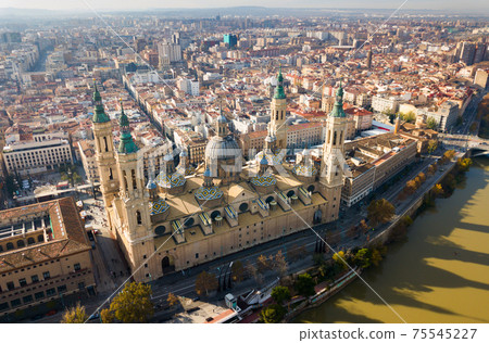 Aerial view of Basilica in Zaragoza Aerial view of Basilica in Zaragoza 75545227