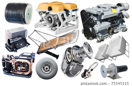 Set of yacht parts isolated on white Set of yacht parts isolated on white 75545315