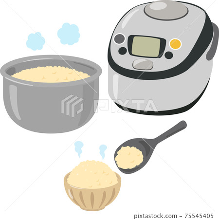 糙米盛在電飯鍋和碗裡 75545405