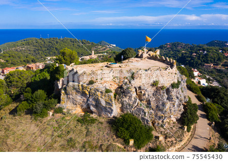 Rock of fortress overlooking to the Mediterranean sea in Begur, Catalonia Rock of fortress overlooking to the Mediterranean sea in Begur, Catalonia 75545430