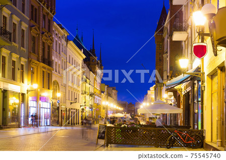 Torun city historical streets and building at evening in Polan Torun city historical streets and building at evening in Polan 75545740