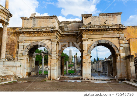 Remained Gate of Emperor Augustus in Ephesus, Izmir, Turkey 75545756
