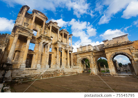 Library of Celsus and the Gate of Augustus in Ephesus, Turkey 75545795