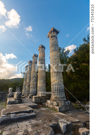 Ruins of Temple of Athena in ancient Greek city of Priene, Turkey Ruins of Temple of Athena in ancient Greek city of Priene, Turkey 75545810