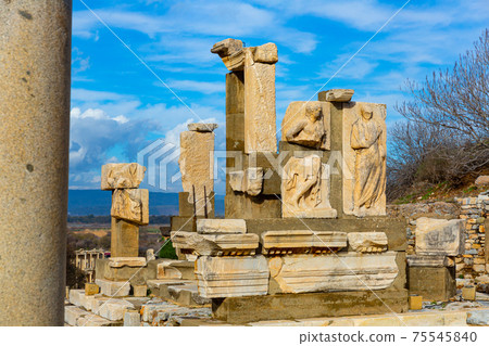 Ancient city Ephesus. Hydreion, ancient architectural structures. Most visited ancient city in Turkey 75545840