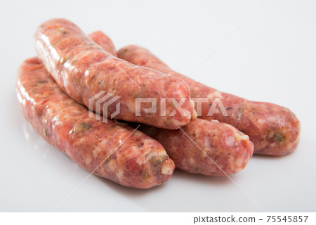 Appetizing uncooked meat sausages Appetizing uncooked meat sausages 75545857
