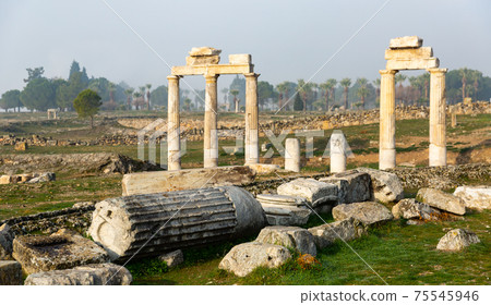 Ruins of gymnasium in the archaeological area of the ancient city Hierapolis. Turkey Ruins of gymnasium in the archaeological area of the ancient city Hierapolis. Turkey 75545946