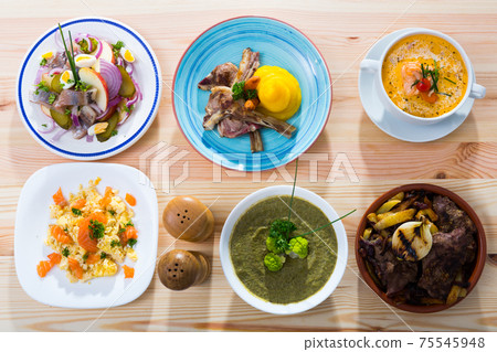 Various dishes of traditional Norwegian cuisine Various dishes of traditional Norwegian cuisine 75545948