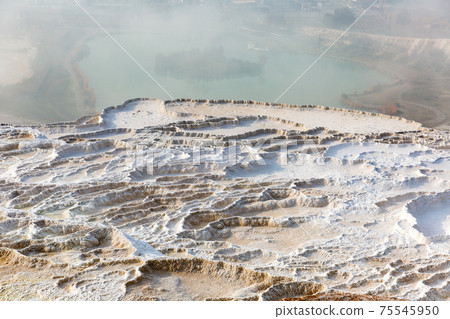 Travertines mountains of Pamukkale in Turkey. Travertines mountains of Pamukkale in Turkey. 75545950