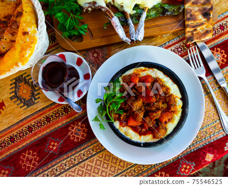 Hunkar begendi. Turkish braised lamb and eggplant Hunkar begendi. Turkish braised lamb and eggplant 75546525