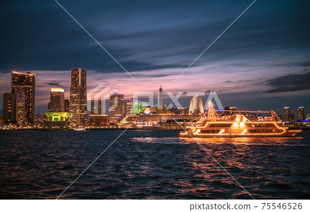 Yokohama cityscape of Japan New scenery of Minato Mirai, Yokohama. Marine Rouge, Osanbashi, Landmark Tower 75546526