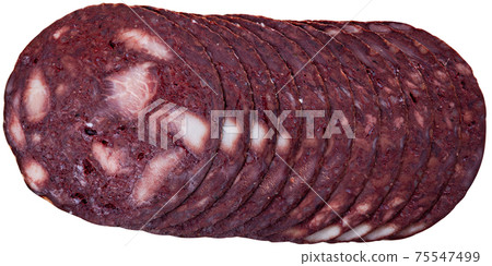 European cuisine blood pudding on white background 75547499