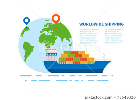 Concept of international maritime transport. An illustration with text of sea deliver 75549320