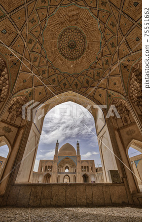 The Aqabozorg Mosque of Kashan Iran in Afternoon Seen Through Arch The Aqabozorg Mosque of Kashan Iran in Afternoon Seen Through Arch 75551662