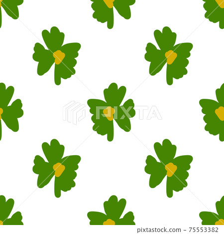 Isolated seamless pattern with green flowers silhouettes ornament. White background. Abstract style. Isolated seamless pattern with green flowers silhouettes ornament. White background. Abstract style. 75553382