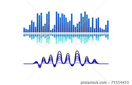 Acoustic Waves as Audible Sound with Compression and Decompression Vector Set Acoustic Waves as Audible Sound with Compression and Decompression Vector Set 75554453