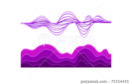 Acoustic Waves as Audible Sound with Compression and Decompression Vector Set Acoustic Waves as Audible Sound with Compression and Decompression Vector Set 75554455