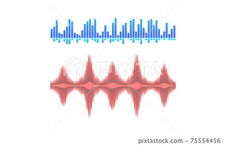 Acoustic Waves as Audible Sound with Compression and Decompression Vector Set Acoustic Waves as Audible Sound with Compression and Decompression Vector Set 75554456