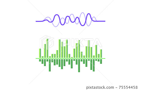 Acoustic Waves as Audible Sound with Compression and Decompression Vector Set Acoustic Waves as Audible Sound with Compression and Decompression Vector Set 75554458