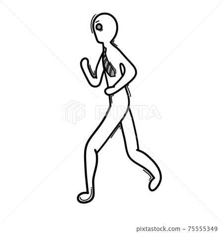 Businessman running. Doodle vector icon. Drawing sketch illustration hand drawn cartoon line eps10 75555349