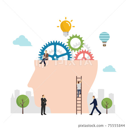 Human brain and gear vector cut illustration... - Stock Illustration ...