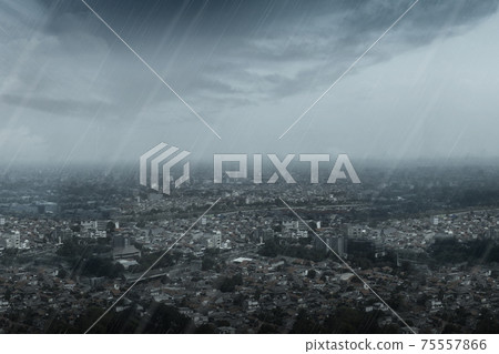 View of urban life with rain View of urban life with rain 75557866