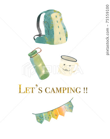 時尚露營戶外用品的插圖 75559100