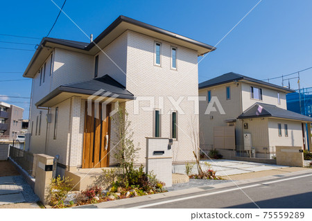 Blue sky and model house New residential area Residential area image 75559289