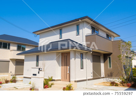 Blue sky and model house New residential area Residential area image 75559297