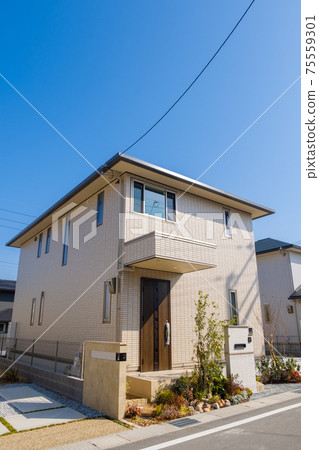 Blue sky and model house New residential area Residential area image Blue sky and model house New residential area Residential area image 75559301