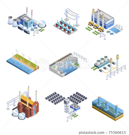Electricity Generation Plants Images Set 75560615