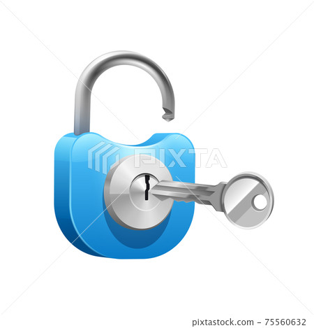 Padlock With Key Illustration 75560632
