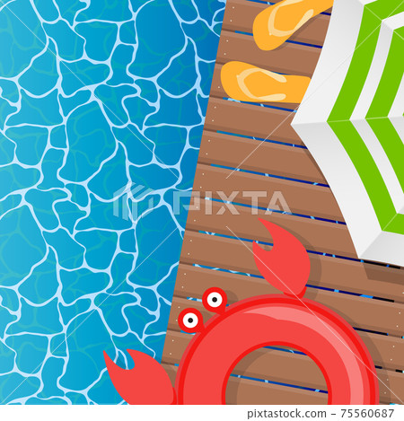 Summer Background poster template with swimming pool and lifebuoy. Vector Illustration Summer Background poster template with swimming pool and lifebuoy. Vector Illustration 75560687