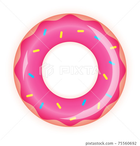 Realistic donut circle for swimming isolated on white. Vector Illustration 75560692