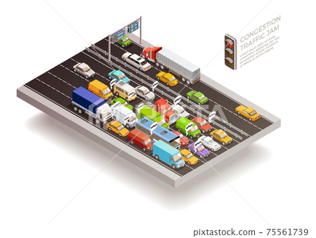 Traffic Jam Isometric Design Concept Traffic Jam Isometric Design Concept 75561739