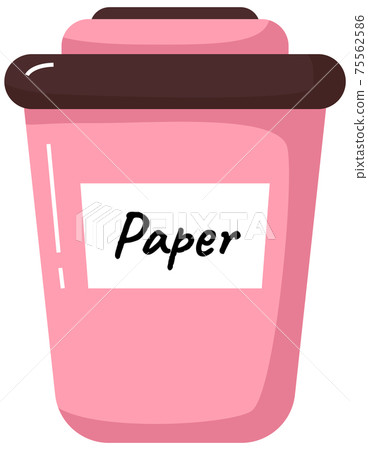 Pink large trash can with inscription for collecting paper garbage, zero waste concept 75562586